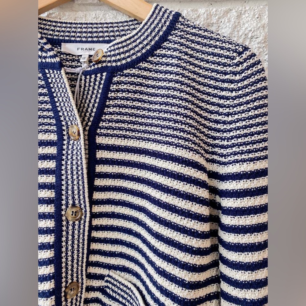 NWT $448 Frame Compact Stripe Cardigan - Picture 7 of 7